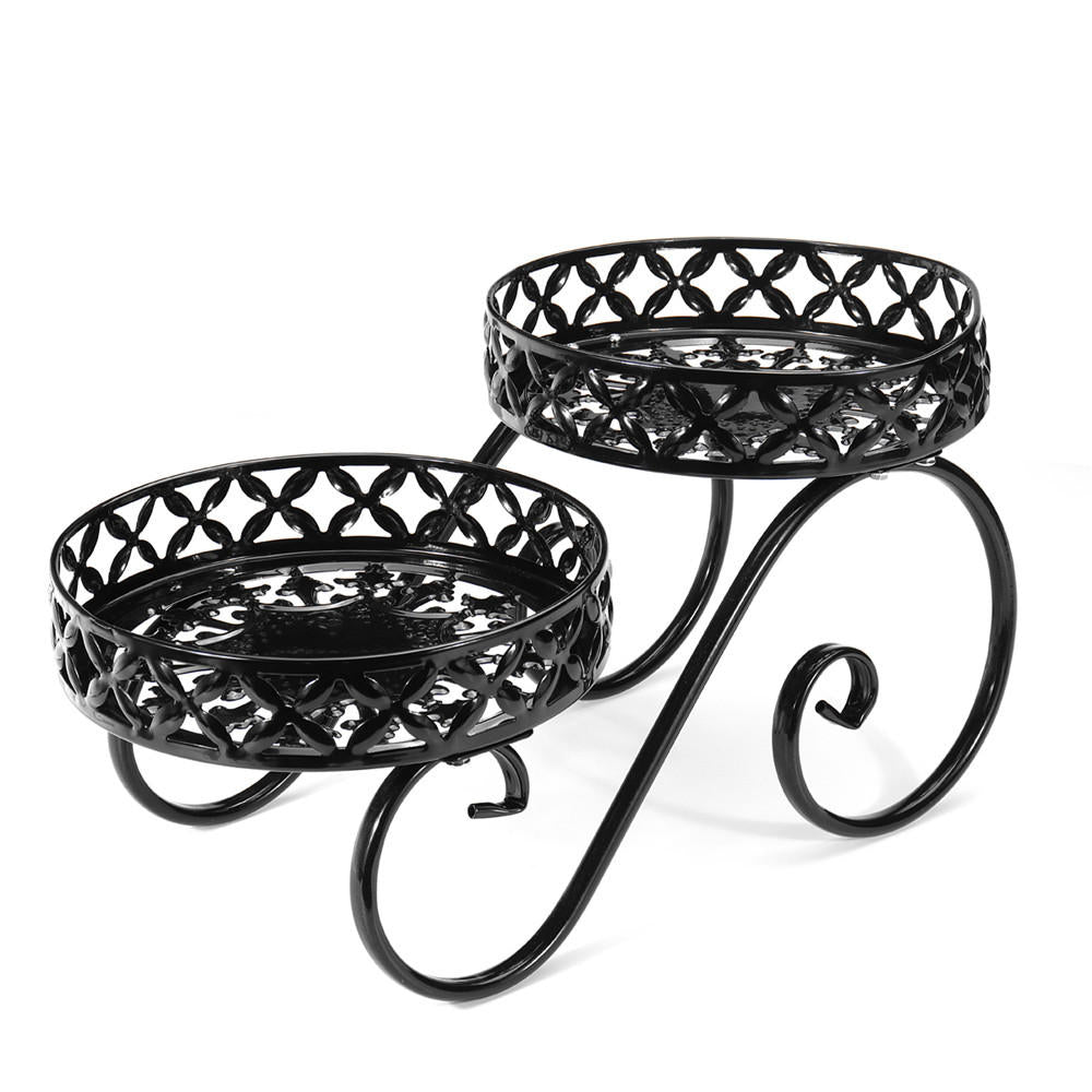 Wrought Iron Flower Pot High and Low Layer Living Room Balcony Floor Plant Stand