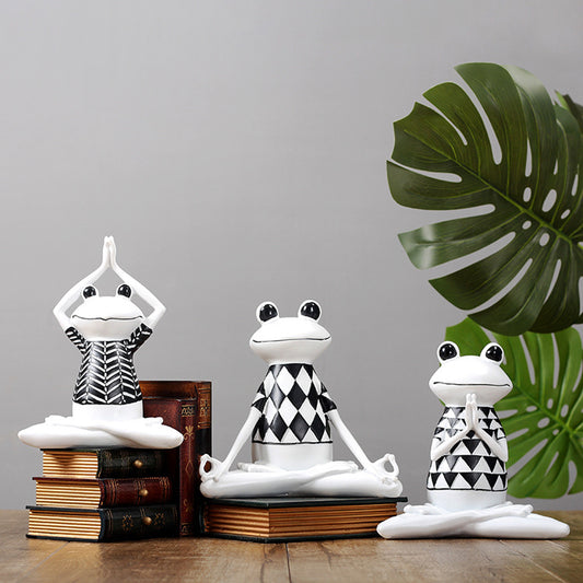 Yoga Frog Figurines Meditation Animal Ornaments Resin Statue Living Room Bedroom Interior Decor Office Home Decoration