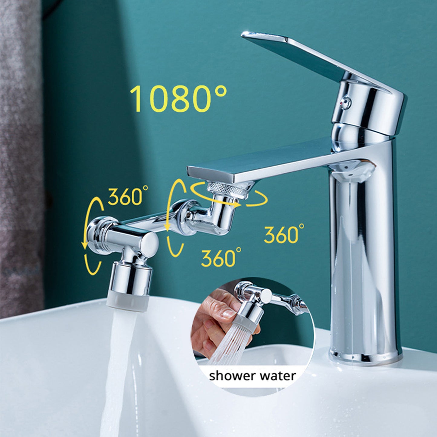 Universal 1080°  Swivel Aerator Multifunction Faucet Extender - Splash Resistant Shower