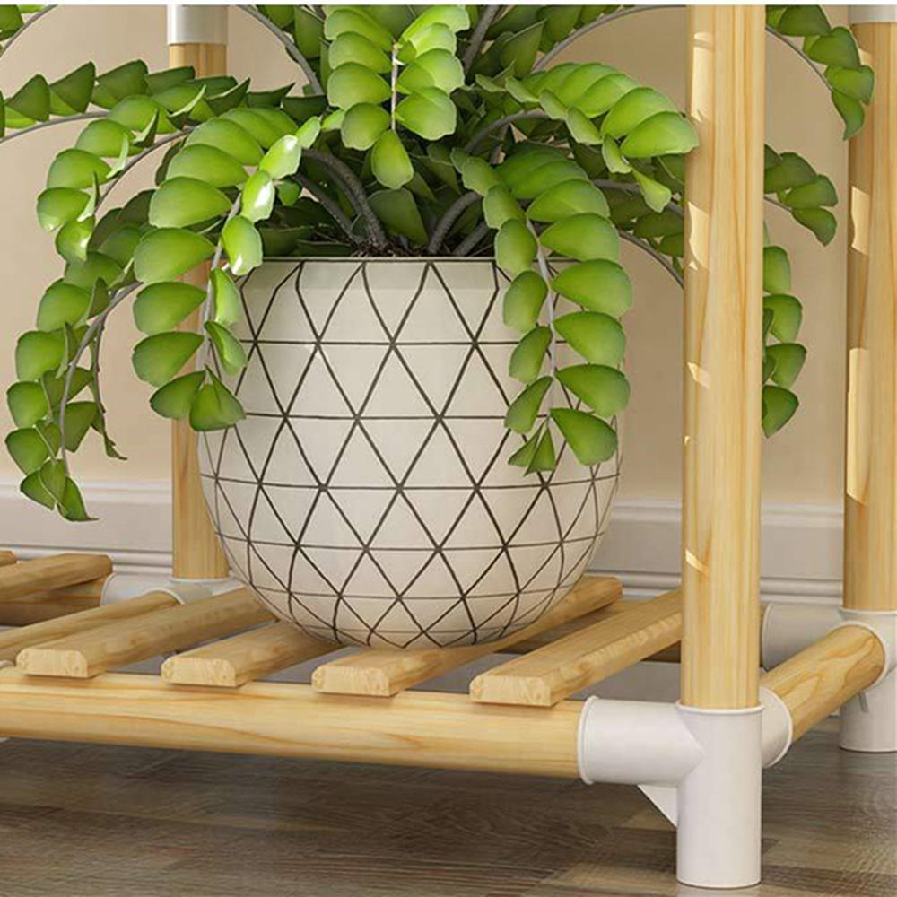 3+3+2Tiers Wooden Plant Stand Indoor Outdoor Patio Garden Flower Pot Stand Shelf