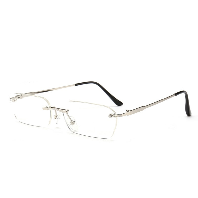 Hong Kong Style Men's Personality Yellow Square Rimless Glasses