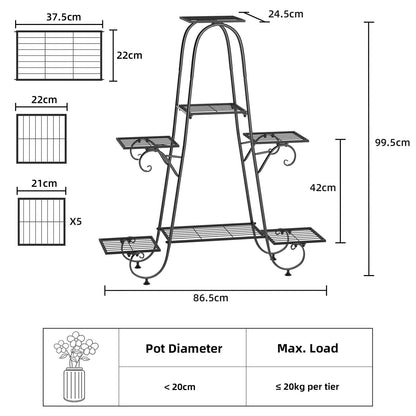 7 Tiers Metal Plant Stand Shelves For Flower Pot Display