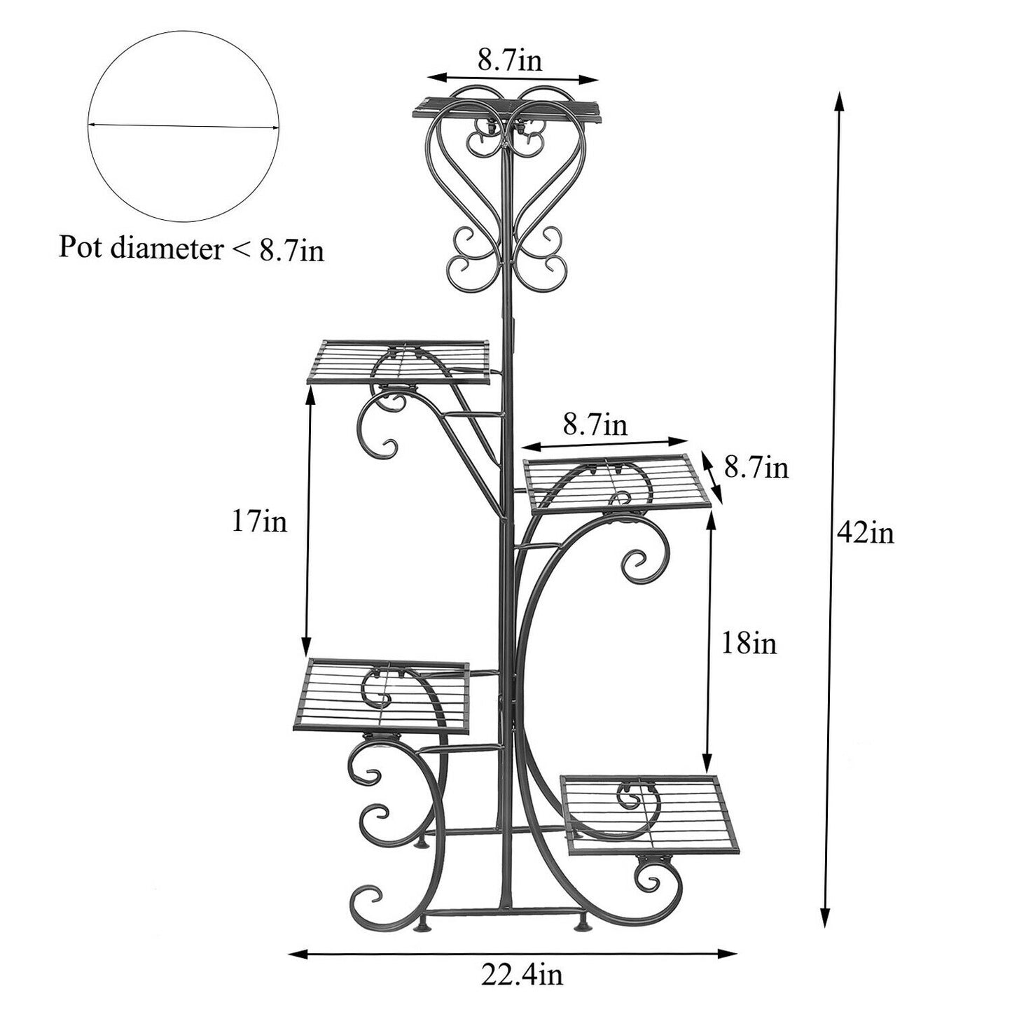 Extra Large 5 Tiers Anti Rust Metal Plant Stand Shelf | Rack