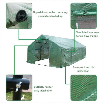 Sunkiso 20′x10′x7′ Heavy Duty Steel Frame Walk-In Spiked Greenhouse Plant Gardening Tent