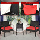 Patiojoy 3PCS Patio Rattan Furniture Set Cushioned Sofa Storage Table Deck Red