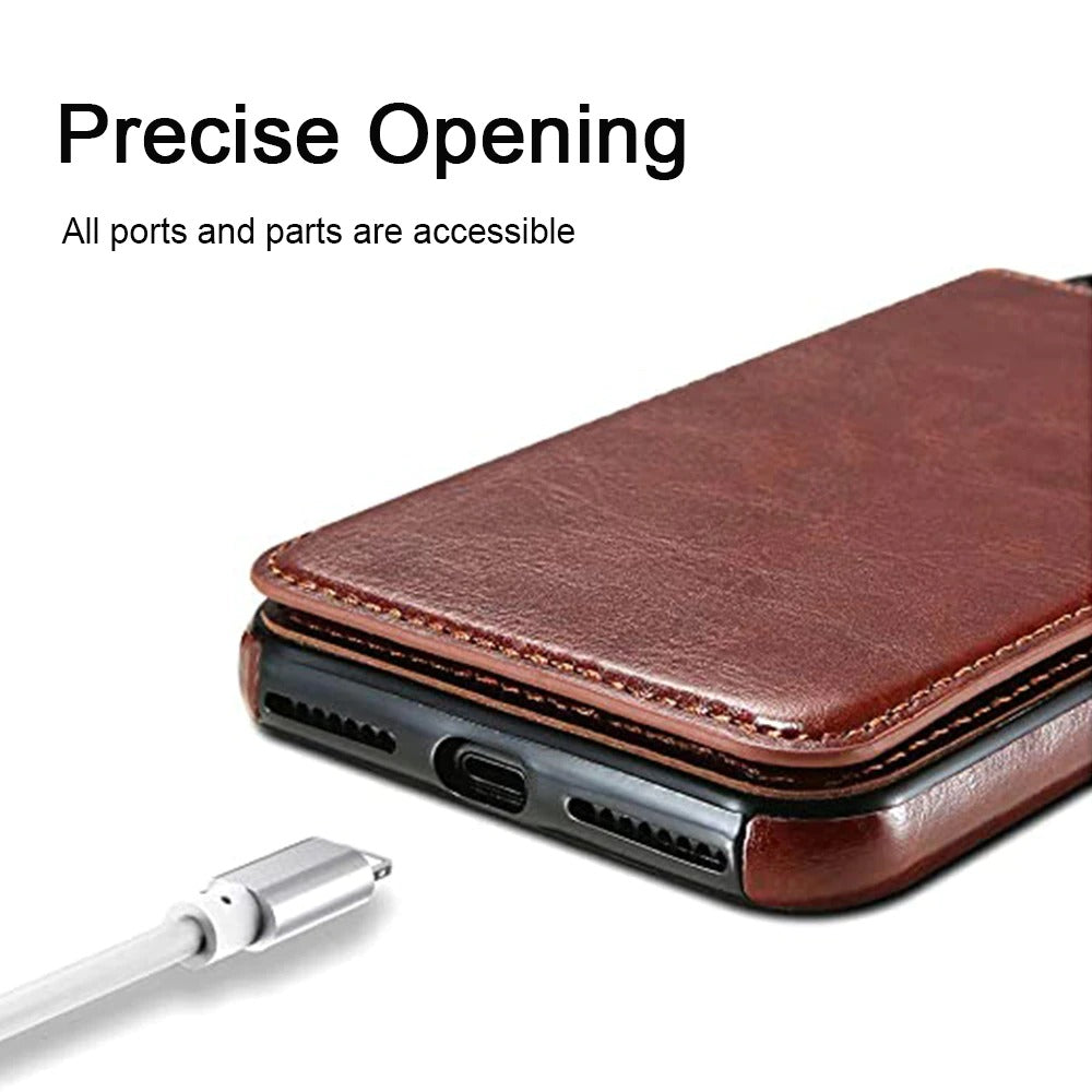 Luxury Slim Fit Premium Leather Wallet Cover For iPhone