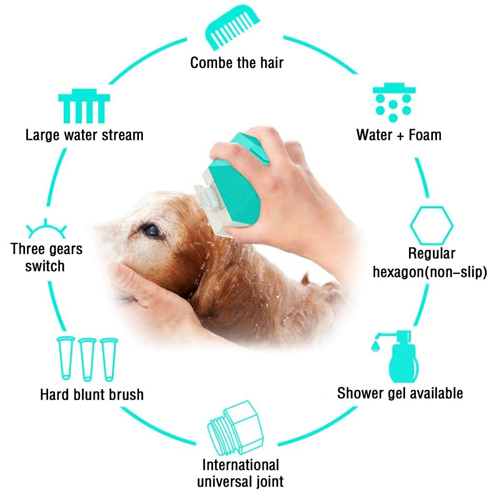 Multi-function Pet Grooming Brush With Shower Sprayer