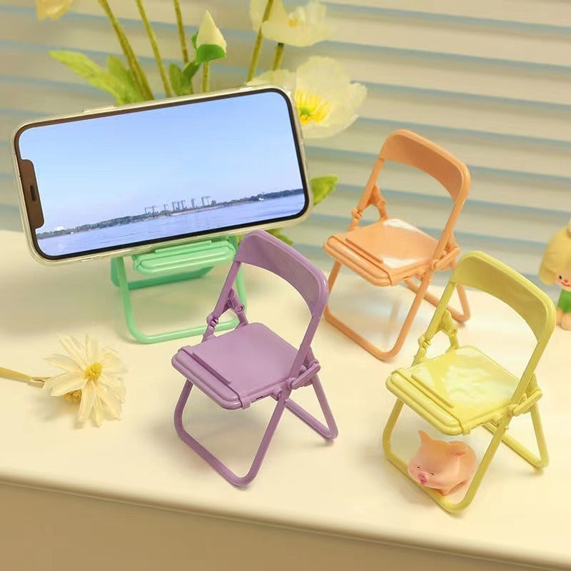 Portable Mini Foldable Chair Style Mobile Phone Stand In Lovely Color