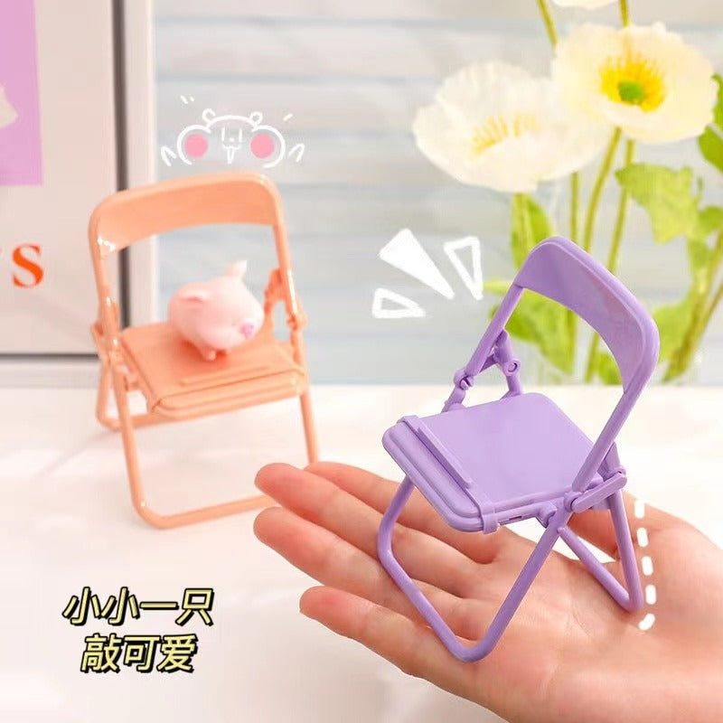 Portable Mini Foldable Chair Style Mobile Phone Stand In Lovely Color