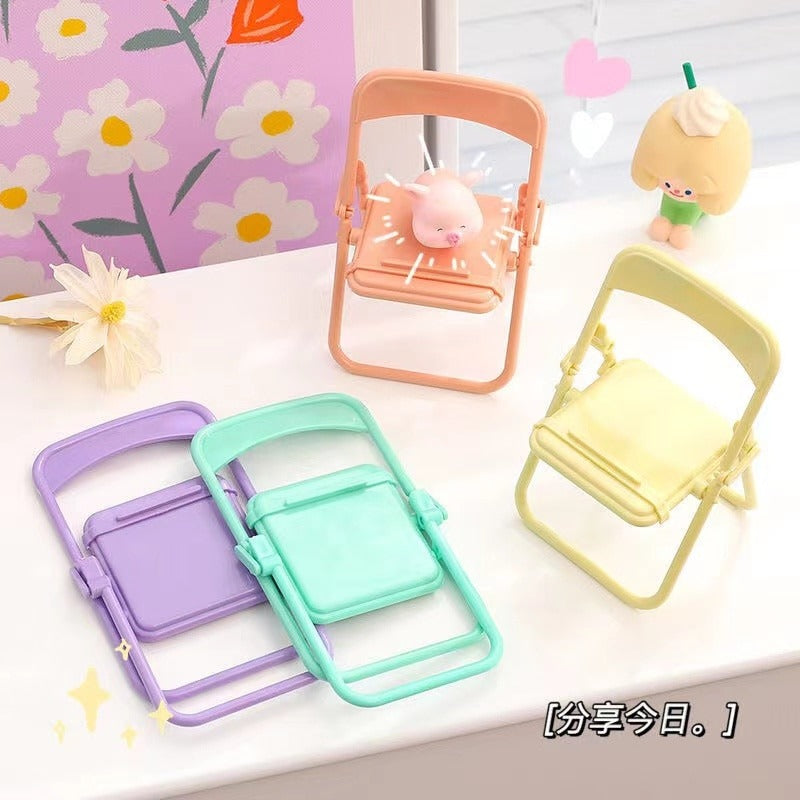 Portable Mini Foldable Chair Style Mobile Phone Stand In Lovely Color