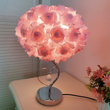 Pastoral Heart Crystal Rose Table Lamp