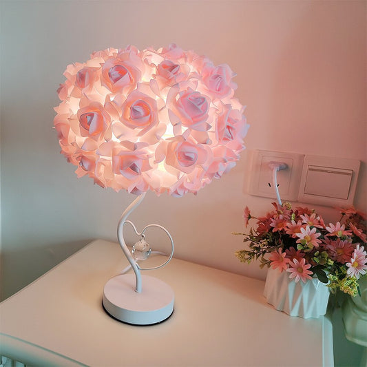 Pastoral Heart Crystal Rose Table Lamp