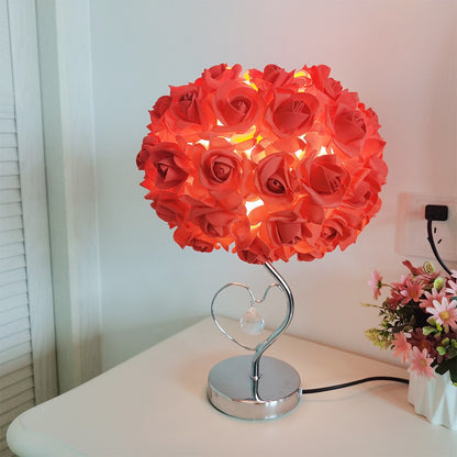 Pastoral Heart Crystal Rose Table Lamp