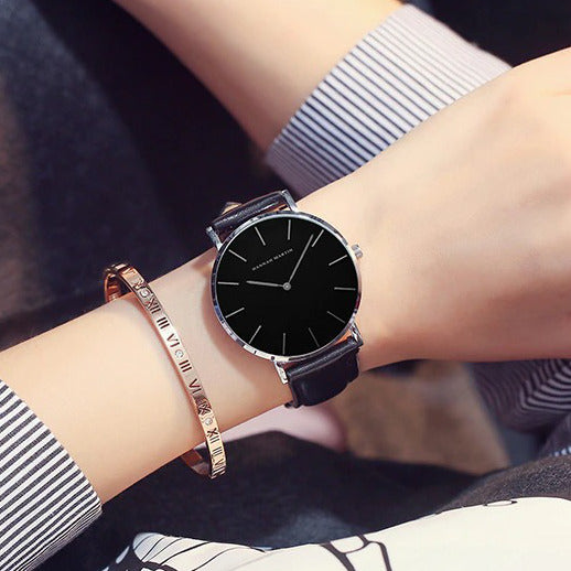 Minimalism Casual Leather Strap Waterproof Watch For Men & Women