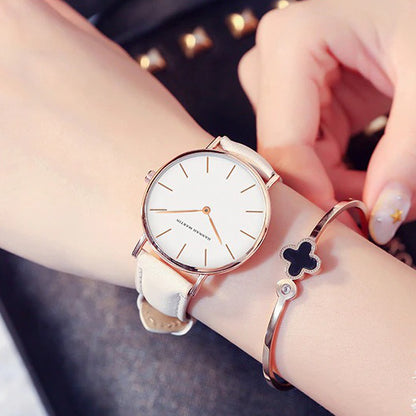 Minimalism Casual Leather Strap Waterproof Watch For Men & Women