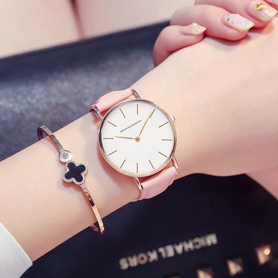 Minimalism Casual Leather Strap Waterproof Watch For Men & Women