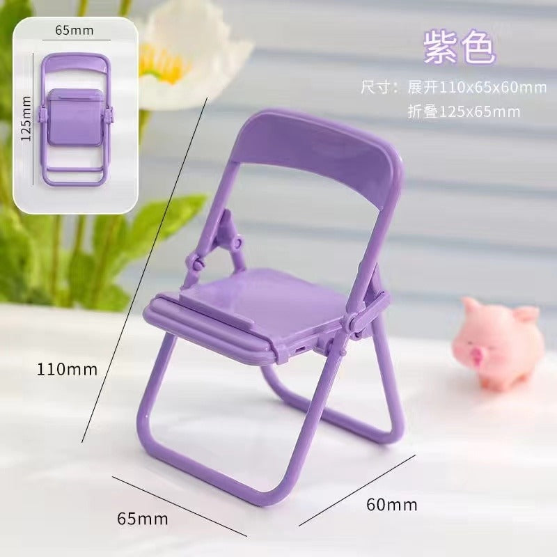 Portable Mini Foldable Chair Style Mobile Phone Stand In Lovely Color